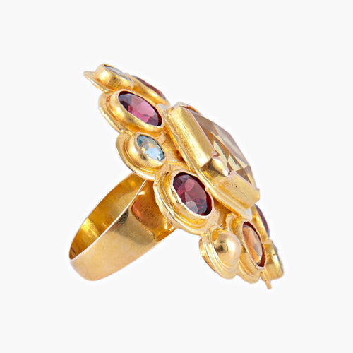 Bague 53 Bague Citrine Topazes Grenats 58 Facettes