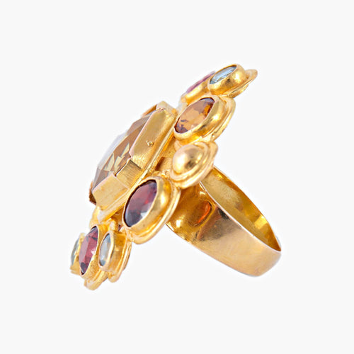 Bague 53 Bague Citrine Topazes Grenats 58 Facettes