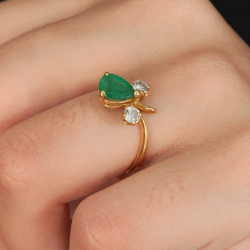 Bague 53 Bague Emeraude et Diamants 58 Facettes