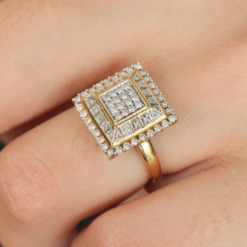 Bague 50 Bague Carrée Pavage Diamants 58 Facettes