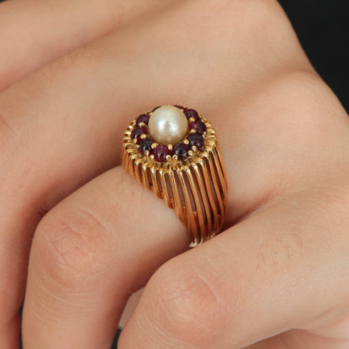 Bague 51 Bague Perle et Grenats 58 Facettes