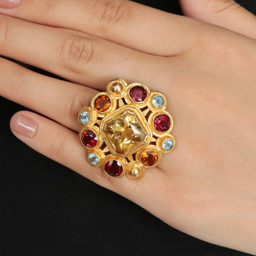Bague 53 Bague Citrine Topazes Grenats 58 Facettes