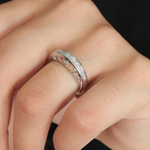 Bague 53 Bague Diamants Lune et Etoiles 58 Facettes