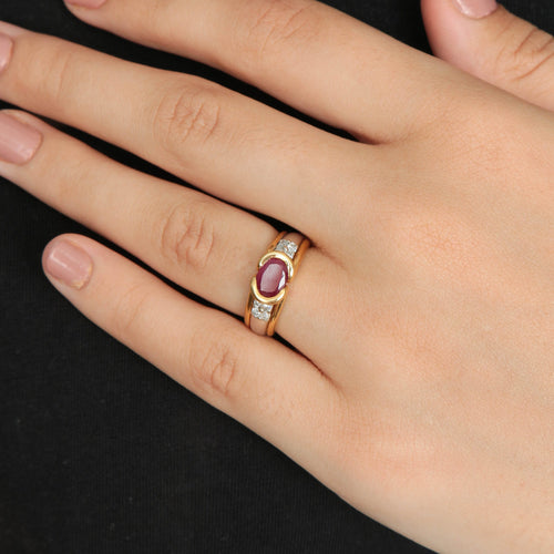 Bague 50 Bague Bicolore Rubis 58 Facettes