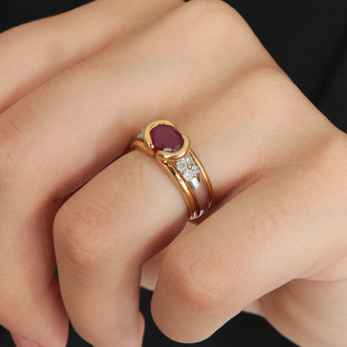 Bague 50 Bague Bicolore Rubis 58 Facettes