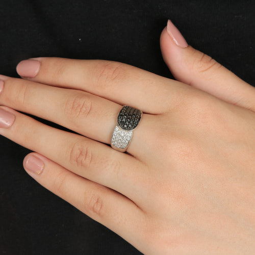 Bague 58 Bague Diamants noirs et blancs 58 Facettes