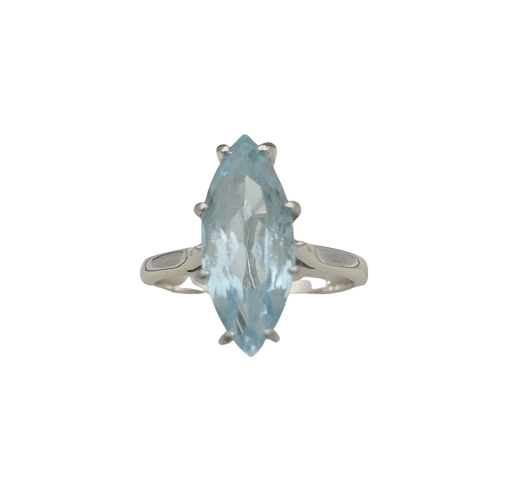 Bague 50 Bague or 18K avec aigue marine taille marquise 58 Facettes