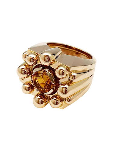 Bague 52 Bague chevalière en or jaune et citrine. 58 Facettes 30026