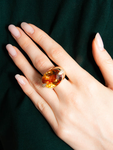 Bague 52 Bague Or jaune Citrine Diamants 58 Facettes