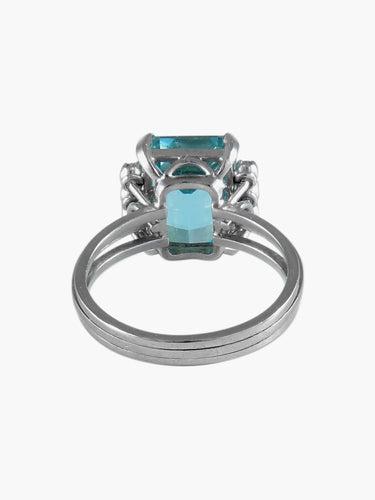 Bague 52 Bague Topaze bleue Diamants 58 Facettes