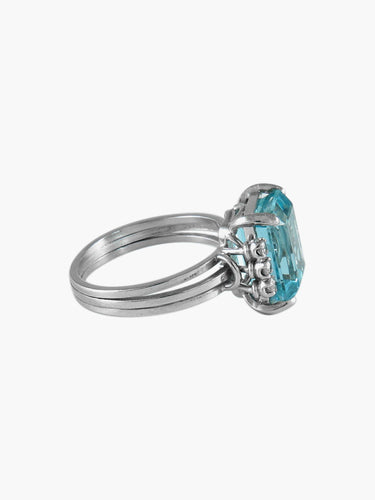 Bague 52 Bague Topaze bleue Diamants 58 Facettes