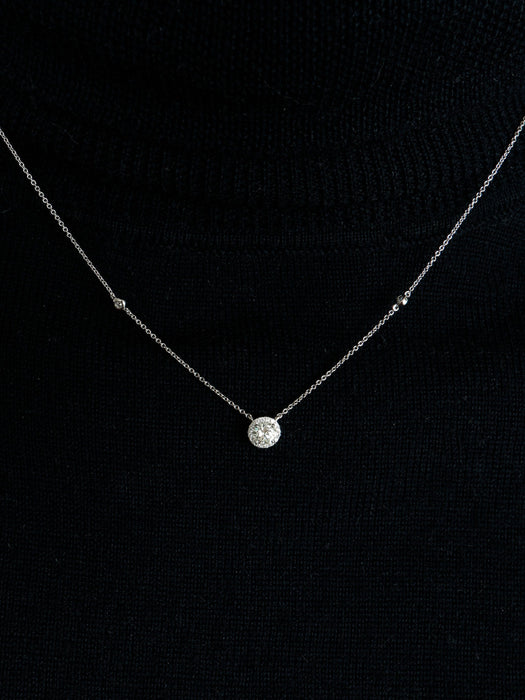Collier Pendentif Solitaire or blanc Diamants 58 Facettes