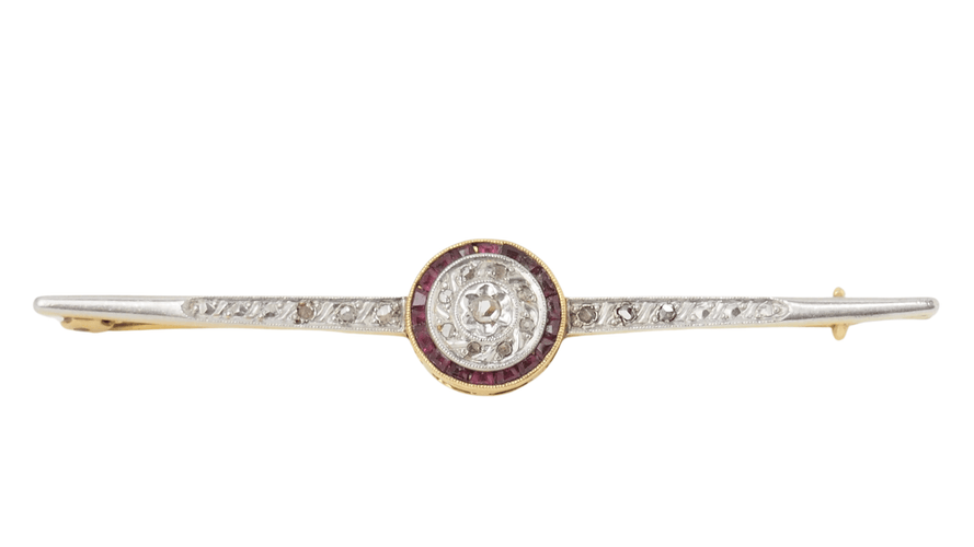 Broche Broche barrette Or Rubis Diamants 58 Facettes 27415