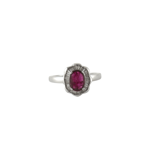 Bague 54 Bague style Marguerite Rubis Diamants 58 Facettes