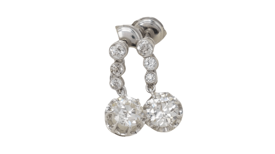 Boucles d'oreilles Dormeuses anciennes diamants 58 Facettes 32339