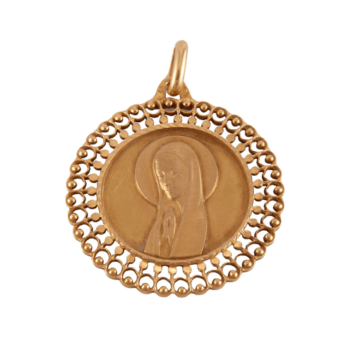 Pendentif Médaille Vierge entourage rayonnant 58 Facettes JB4