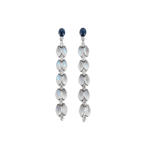 Boucles d'oreilles Boucles d'oreilles Pierre de lune Diamants et Saphirs 58 Facettes 000