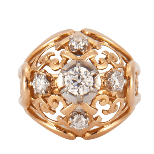 Bague 51 Bague Dôme, diamants, or jaune 58 Facettes