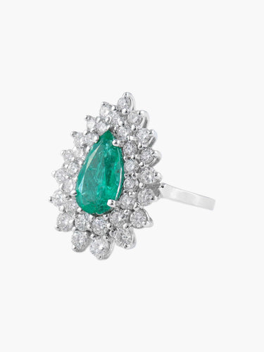 Bague 52 Bague Marguerite Emeraude Diamants 58 Facettes