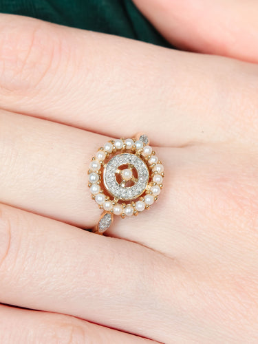 Bague 52 Bague Ronde Perles Diamants 58 Facettes