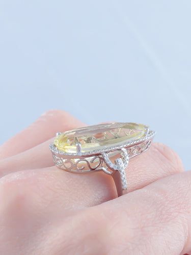 Bague 52 Bague Citrine Amande 58 Facettes