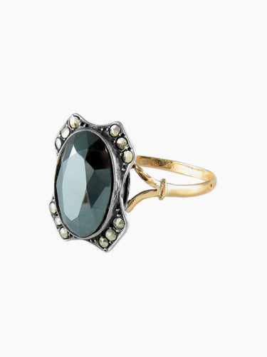 Bague 60 BAGUE ANCIENNE OR/ARGENT & HEMATITE 58 Facettes BO/120045