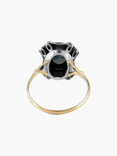 Bague 60 BAGUE ANCIENNE OR/ARGENT & HEMATITE 58 Facettes BO/120045