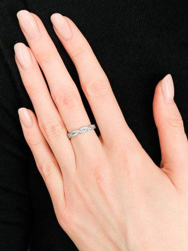 Bague 52 BAGUE "TORSADE" OR BLANC & DIAMANTS 58 Facettes BO/210031