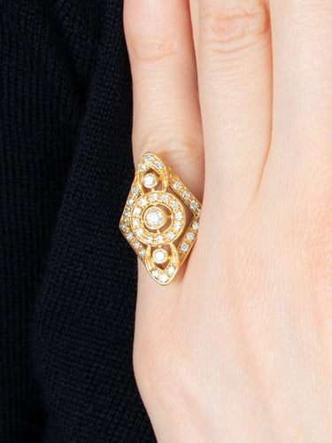 Bague 44 BAGUE MODERNE OR ET DIAMANTS 58 Facettes BO/150044