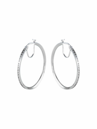 Boucles d'oreilles BOUCLES D’OREILLES "CREOLES" MODERNE OR BLANC 58 Facettes BO2393W