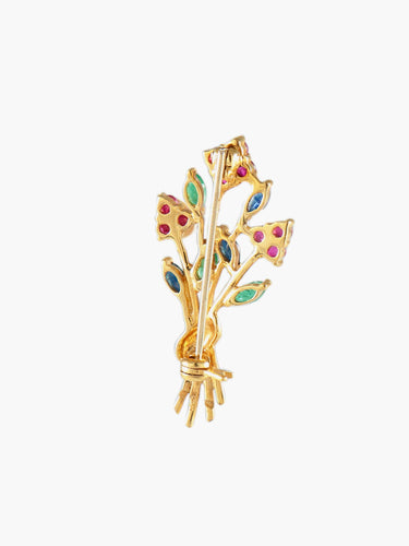 Broche BROCHE "BOUQUET" OR & PIERRES 58 Facettes BO/150006