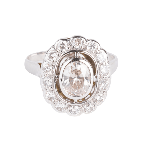 Bague Bague marguerite en or gris et diamant 58 Facettes 0