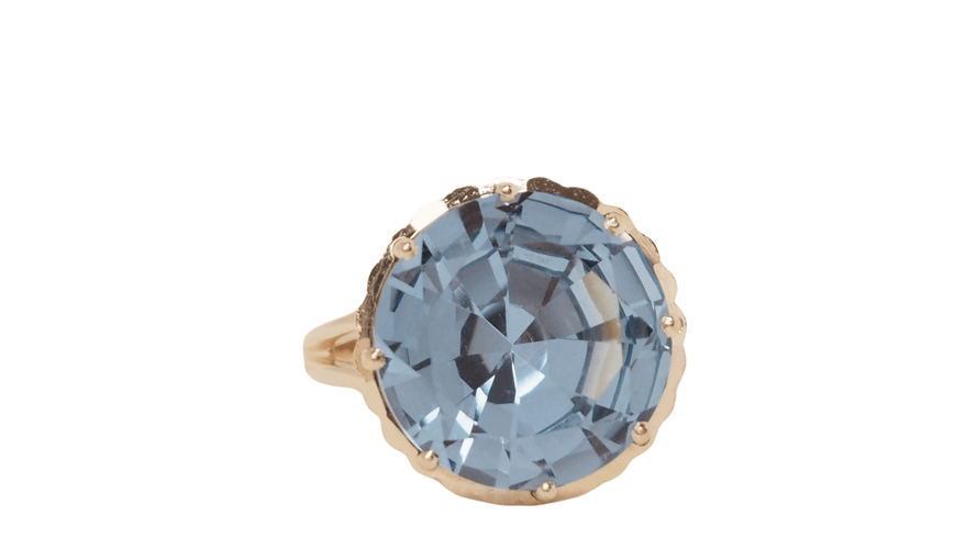 Bague 56 Bague vintage en or rose et topaze bleue 58 Facettes 32331