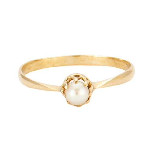 Bague 49.5 Bague en Or jaune, perle blanche 58 Facettes