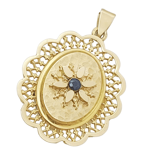 Pendentif Médaillon en or, saphir 58 Facettes