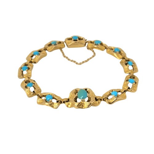 Bracelet Bracelet or jaune et Turquoises 58 Facettes 27765