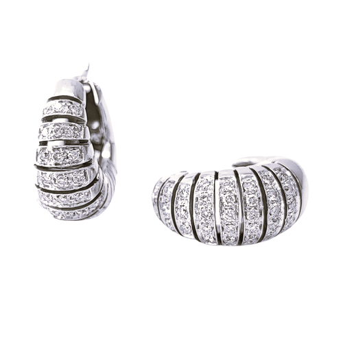 Boucles d'oreilles Créoles or blanc et diamants 58 Facettes RA-655