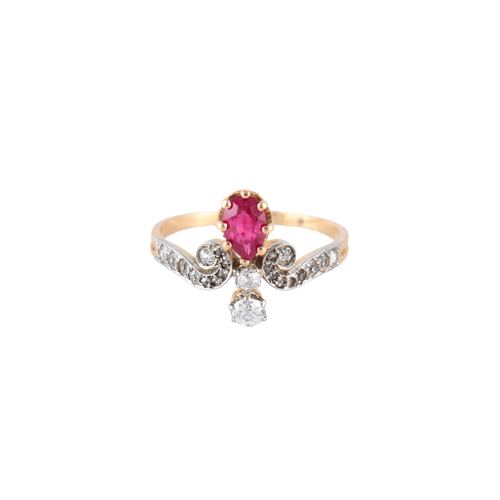 Bague 55.5 Bague Duchesse Diamants Rubis de synthèse 58 Facettes