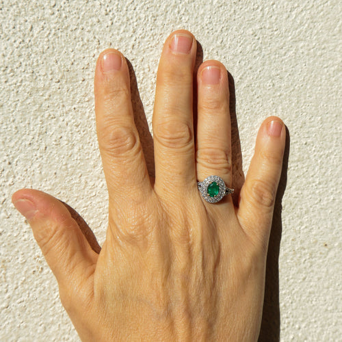 Bague 53 Bague style Marguerite Emeraude Diamants 58 Facettes 1