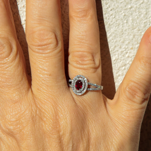 Bague 53 Bague style Marguerite Rubis Diamants 58 Facettes 1