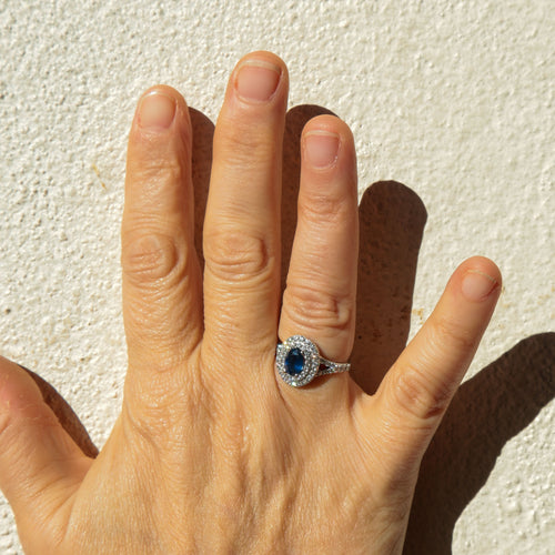 Bague 53 Bague style Marguerite Saphir Diamants 58 Facettes 1