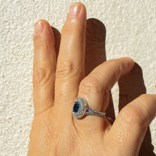 Bague 53 Bague style Marguerite Saphir Diamants 58 Facettes 1