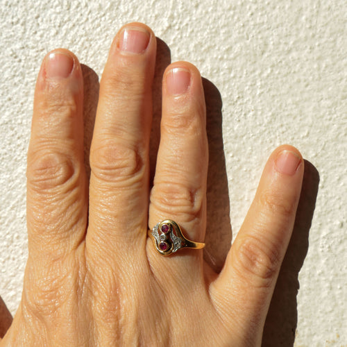 Bague 58 Bague Deux Rubis Diamants 58 Facettes 1