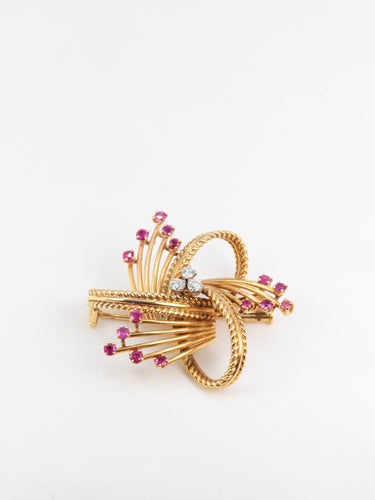 Broche Broche vintage en or, diamants et rubis 58 Facettes 391.11