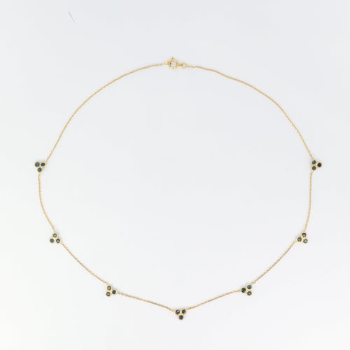 Collier Collier chaîne en or jaune, saphirs bleus 58 Facettes