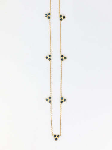 Collier Collier chaîne en or jaune, saphirs bleus 58 Facettes