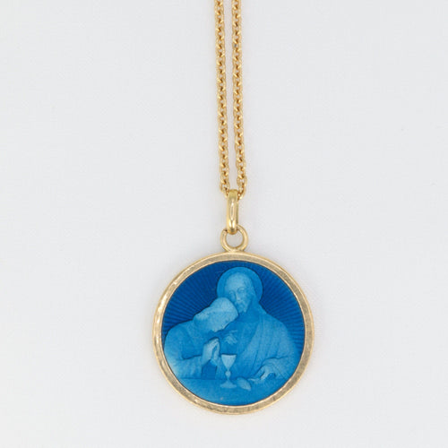 Pendentif Pendentif médaille en or et émail bleu 58 Facettes 304