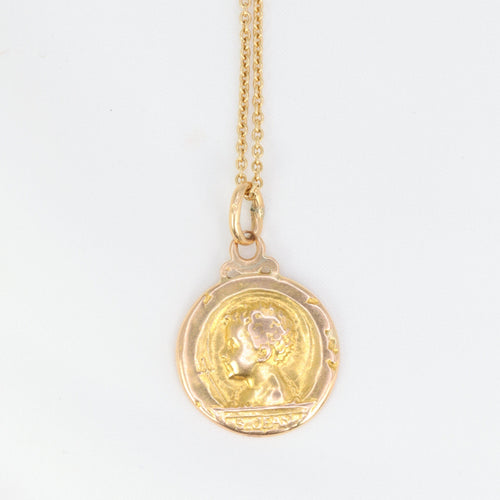 Pendentif Médaille Art nouveau en or jaune 58 Facettes 557