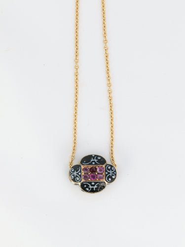 Pendentif Pendentif vintage en or, email et rubis 58 Facettes 303B