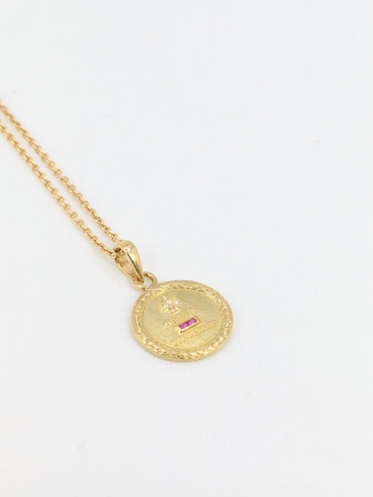 Pendentif Augis - Médaille Amour diamant et rubis 58 Facettes